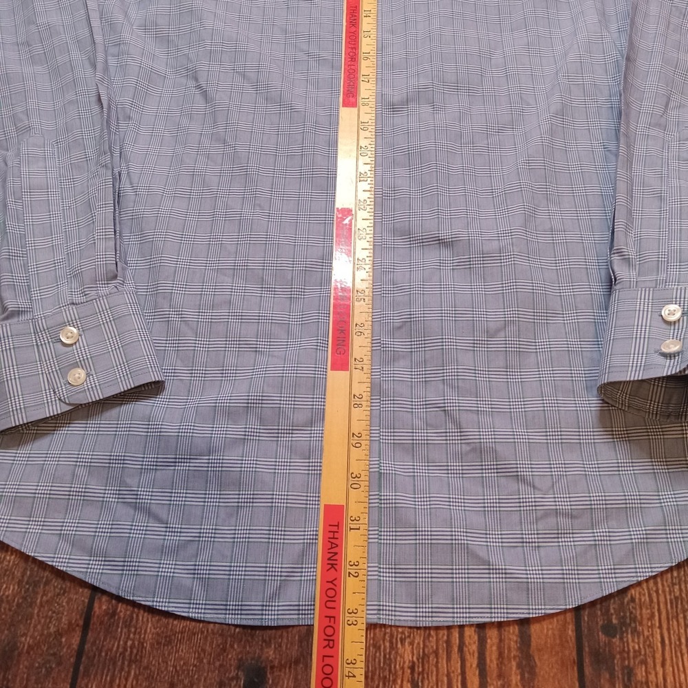 Charles Tyrwhitt Men's Long Sleeve Button Up Shirt Slim Fit Large Blue Plaid - Picture 7 of 7